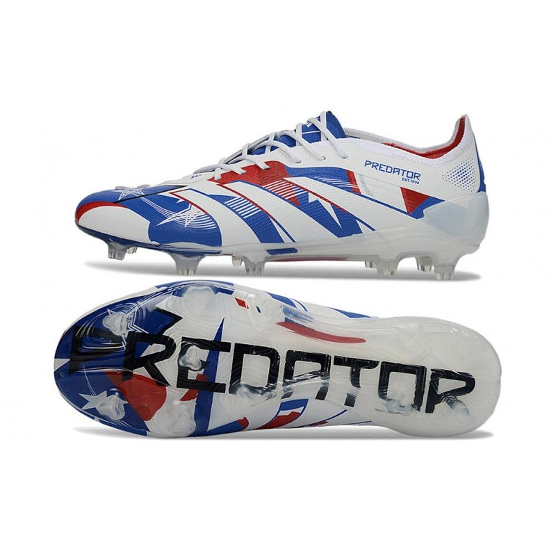 Adidas Predator 25 Elite FG Blanc Bleu Rouge