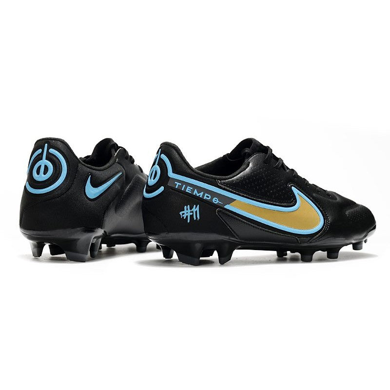 Nike Tiempo Legend 9 Elite FG Nouveau Noir Bleu Or