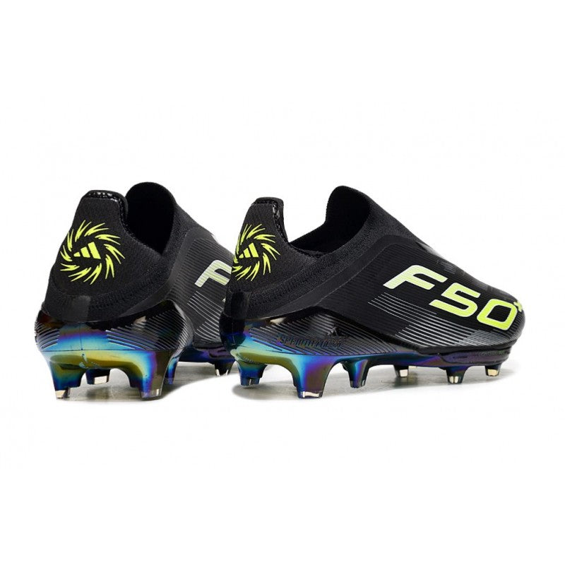 Adidas F50+ Sans Lacets FG Core Noir Fer Mét. Citron Lucide