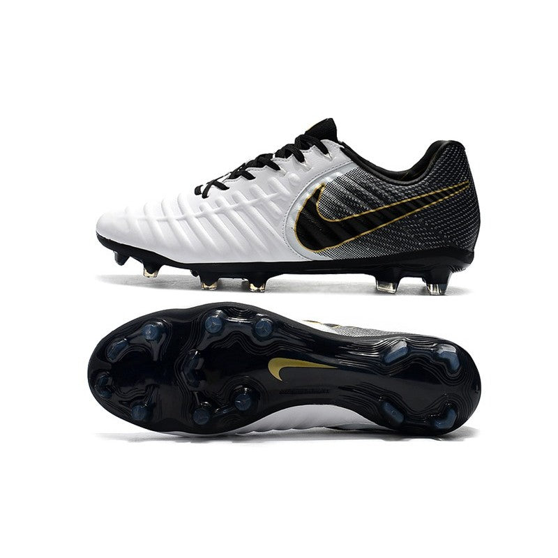 Nike Crampons Tiempo Legend VII Elite FG Blanc Noir Or