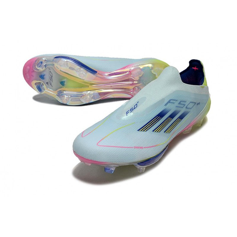 Adidas F50+ Sans Lacets FG Bleu Très Pâle Semi Lucide Jaune Solaire