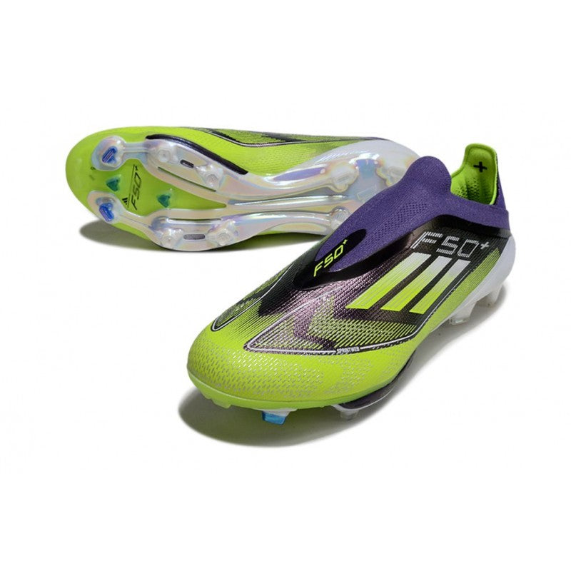 Adidas F50+ Sans Lacets FG Violet Rapide Citron Lucide
