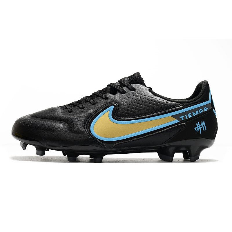 Nike Tiempo Legend 9 Elite FG Nouveau Noir Bleu Or