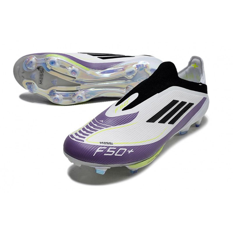 Adidas F50+ Sans Lacets FG X Messi Blanc Ftwr Noir Violet Uni