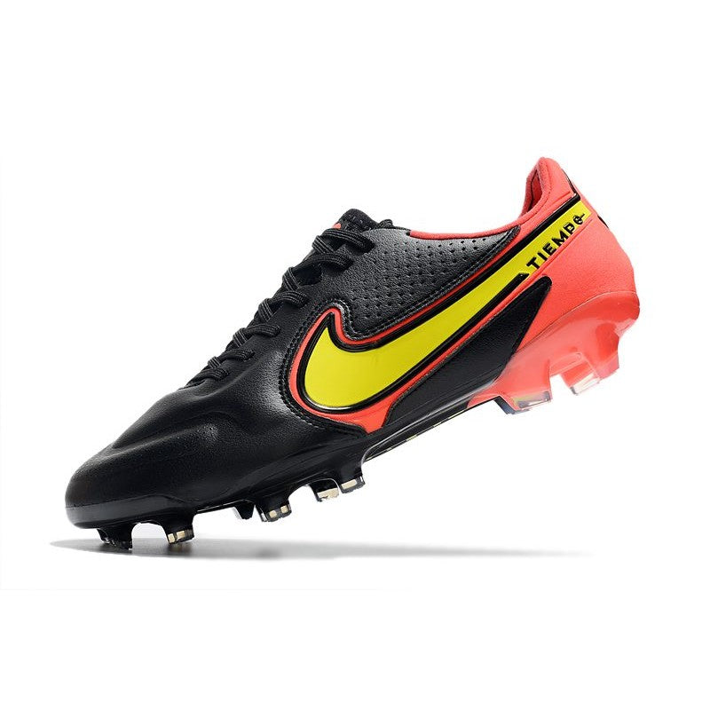 Nike Tiempo Legend 9 Elite FG Nouveau Noir Rouge Jaune