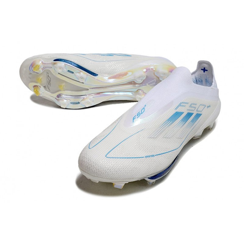 Adidas F50+ Sans Lacets FG Blanc Pearl Métallique