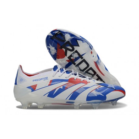 Adidas Predator 25 Elite FG Blanc Bleu Rouge