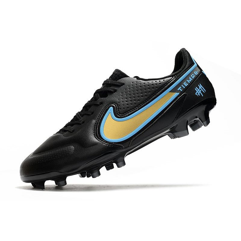 Nike Tiempo Legend 9 Elite FG Nouveau Noir Bleu Or