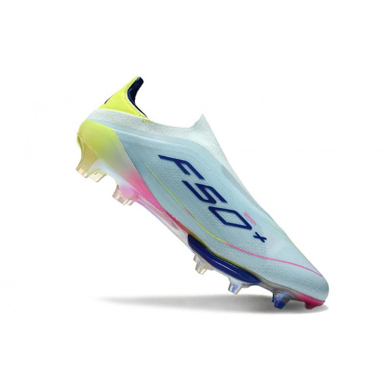 Adidas F50+ Sans Lacets FG Bleu Très Pâle Semi Lucide Jaune Solaire