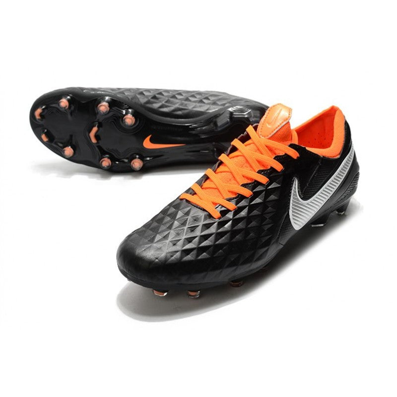 Nike Crampons Nouveau Tiempo Legend 8 Elite FG Noir Orange Blanc