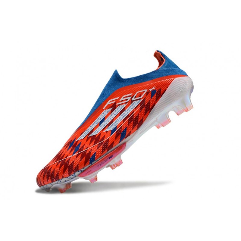 Adidas F50+ Sans Lacets FG Rouge Blanc Bleu