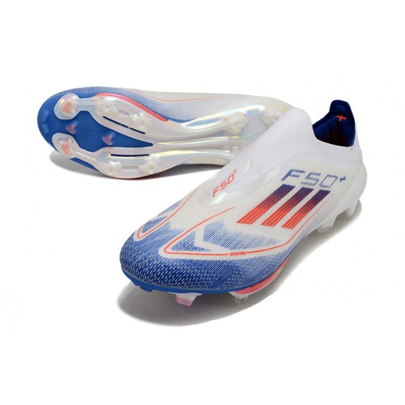 Adidas F50+ Sans Lacets FG Advancement Blanc Rouge Bleu
