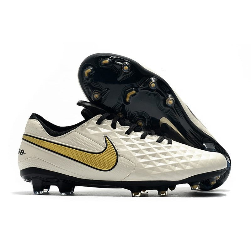 Nike Crampons Nouveau Tiempo Legend 8 Elite FG Blanc Or Noir