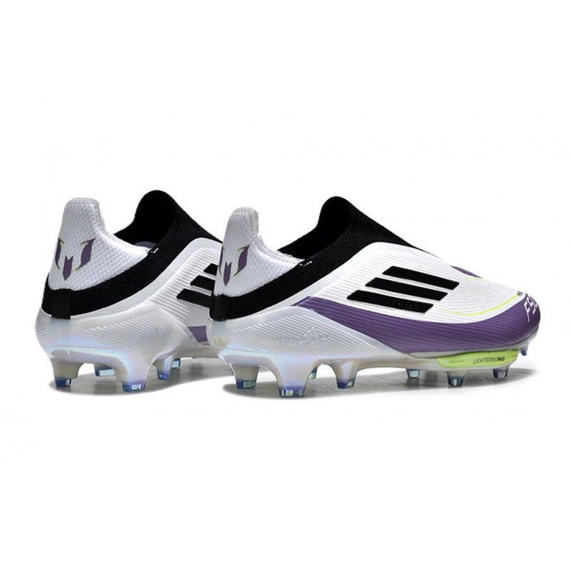 Adidas F50+ Sans Lacets FG X Messi Blanc Ftwr Noir Violet Uni