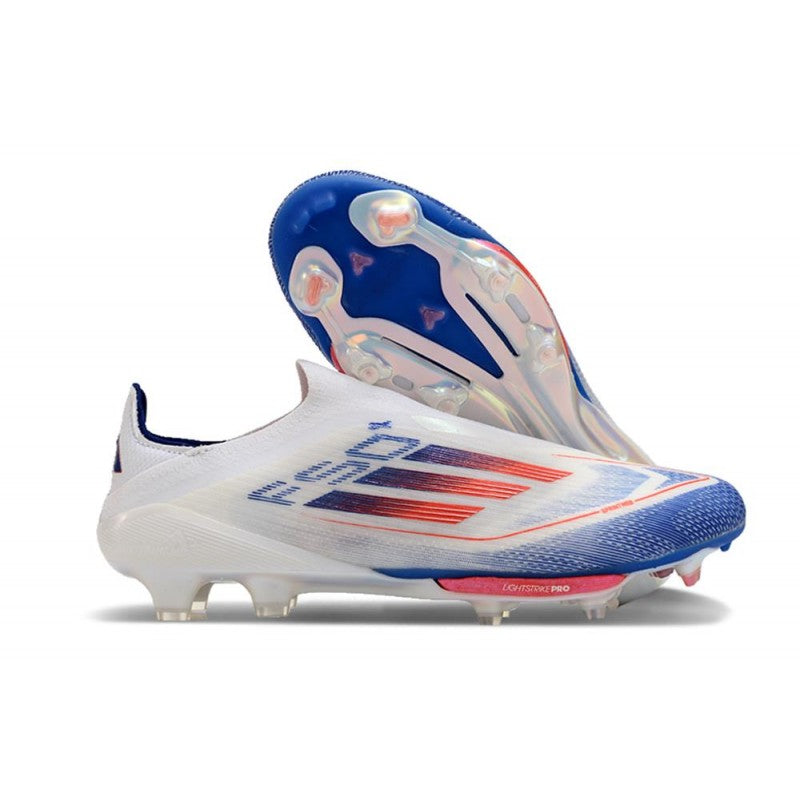 Adidas F50+ Sans Lacets FG Advancement Blanc Rouge Bleu