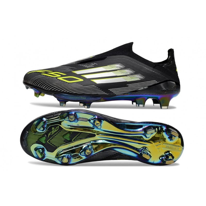 Adidas F50+ Sans Lacets FG Negro Limón Lúcido Blanco