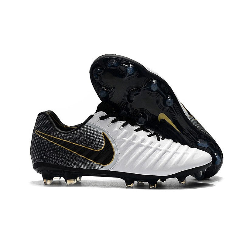 Nike Crampons Tiempo Legend VII Elite FG Blanc Noir Or