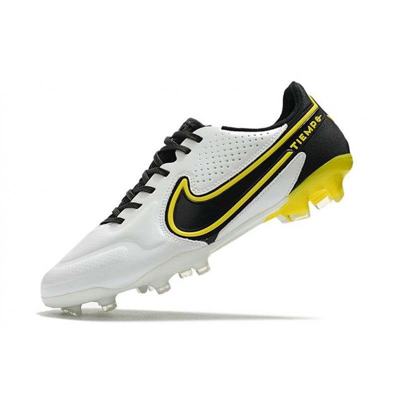 Nike Tiempo Legend 9 Elite FG Nouveau Blanc Gris Foncé Noir Jaune Strike