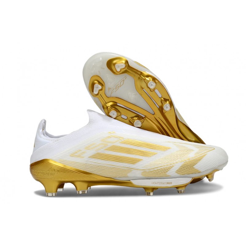 Adidas F50+ Sans Lacets FG Blanc Or Mét