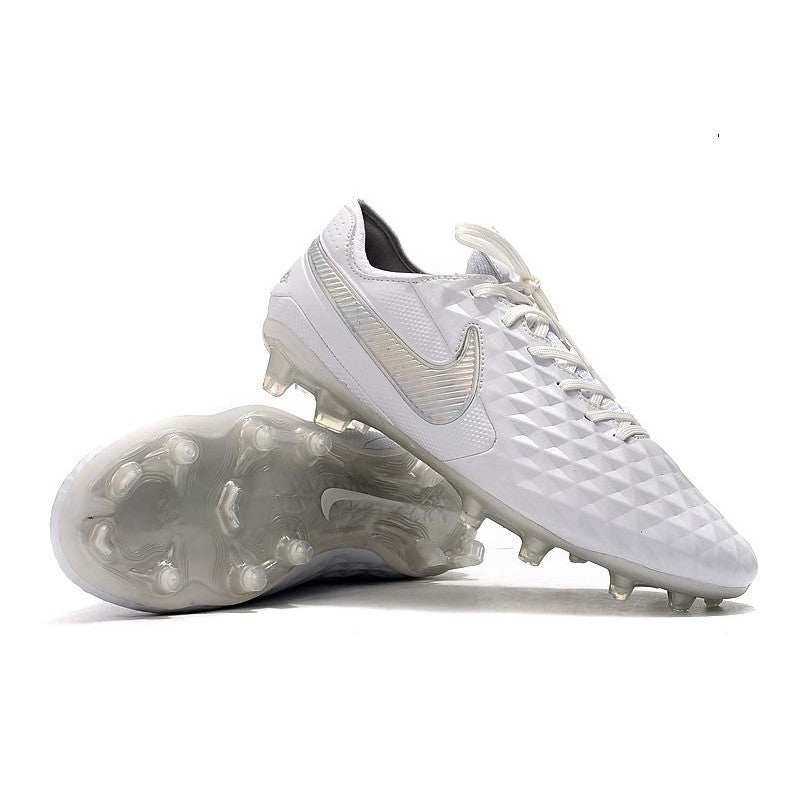 Nike Crampons Nouveau Tiempo Legend 8 Elite FG Blanc Chrome Platine