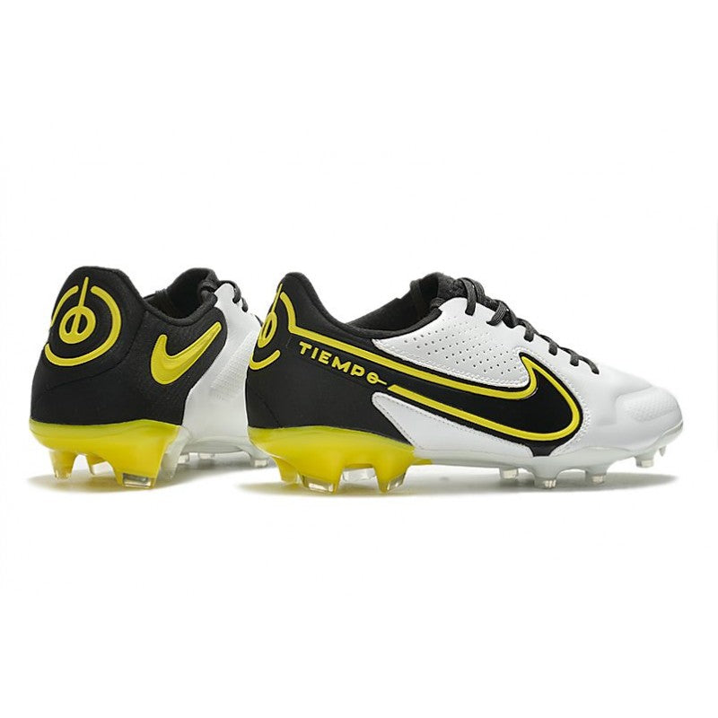 Nike Tiempo Legend 9 Elite FG Nouveau Blanc Gris Foncé Noir Jaune Strike