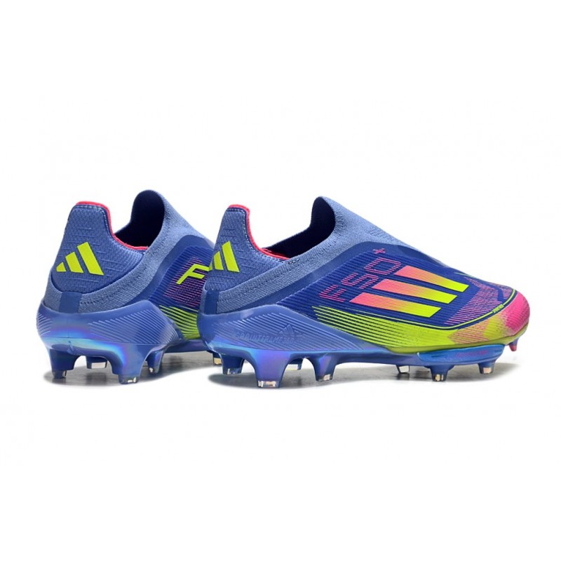 Adidas F50+ Sans Lacets FG Bleu Fusion Citron Lucide Rose