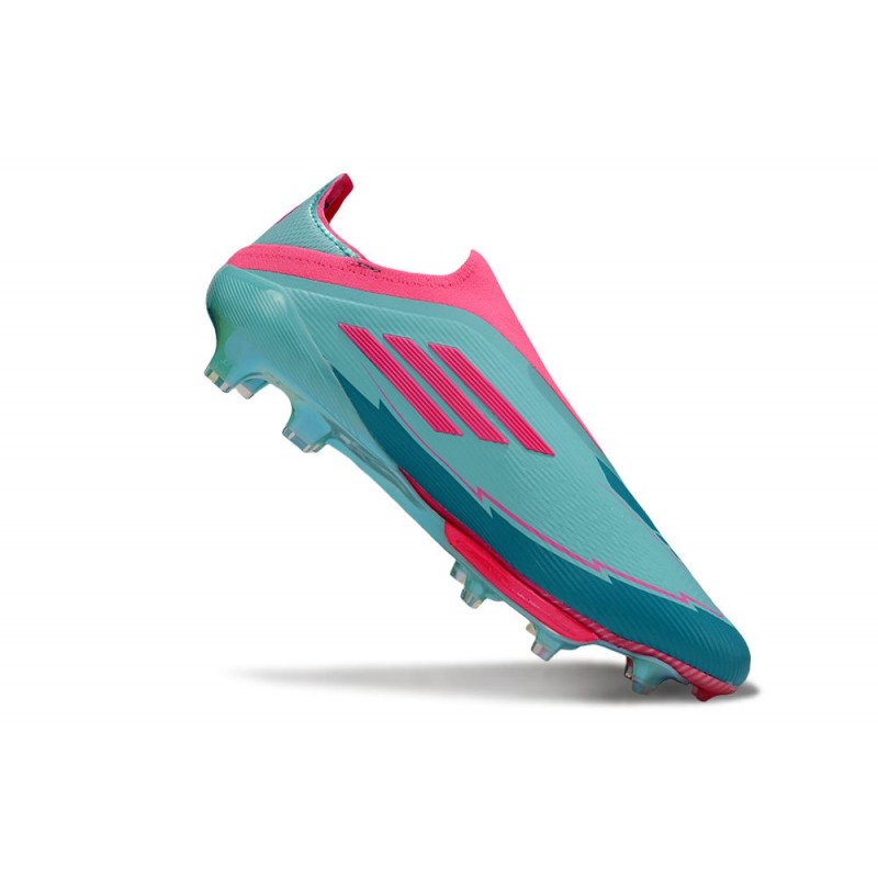 Adidas F50+ Sans Lacets FG MESSI Aqua Flash Rose Lucide Cyan