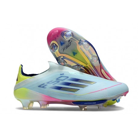 Adidas F50+ Sans Lacets FG Bleu Très Pâle Semi Lucide Jaune Solaire