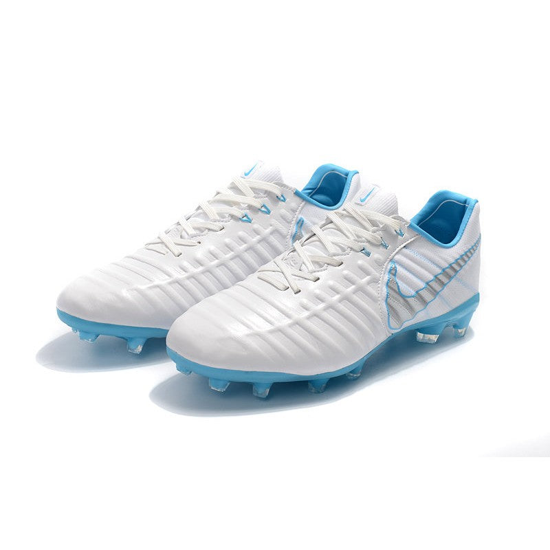 Nike Tiempo Legend VII FG Crampons Blanc Bleu