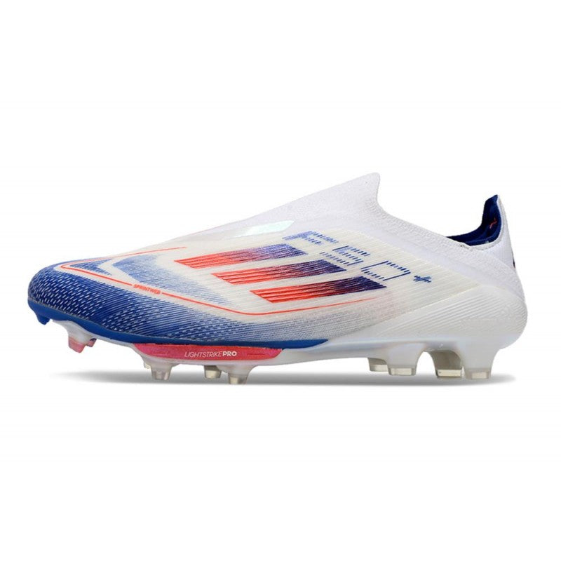 Adidas F50+ Sans Lacets FG Advancement Blanc Rouge Bleu
