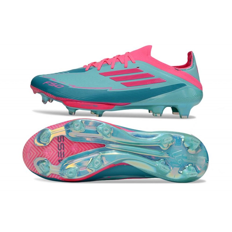 Adidas F50+ FG MESSI Aqua Flash Rose Lucide Cyan