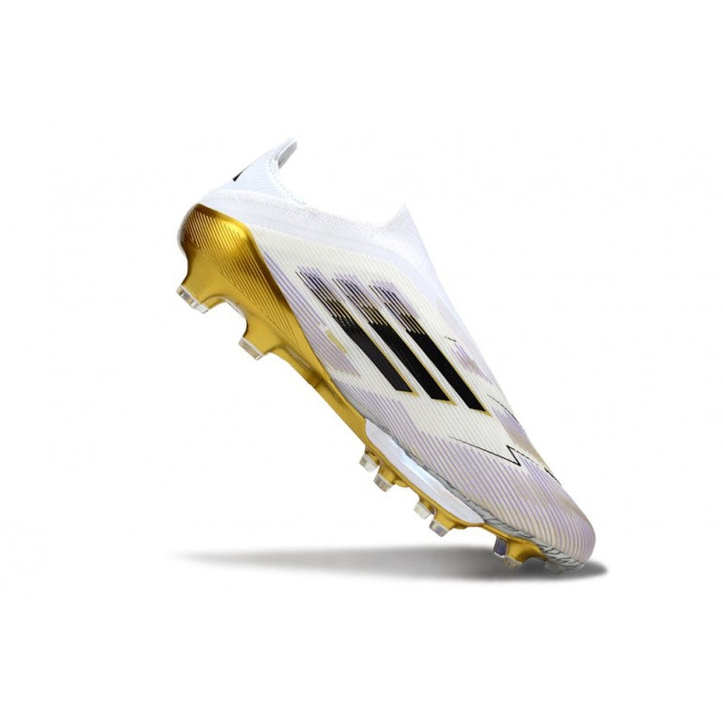 Adidas F50+ Sans Lacets FG Blanc Noir Or Mét