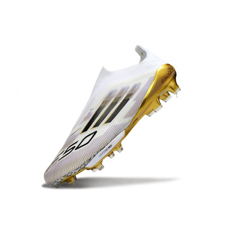 Adidas F50+ Sans Lacets FG Blanc Noir Or Mét