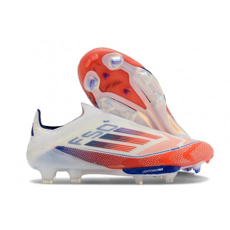 Adidas F50+ Sans Lacets FG Blanc Rouge Bleu
