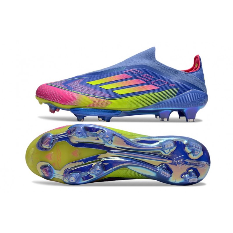 Adidas F50+ Sans Lacets FG Bleu Fusion Citron Lucide Rose