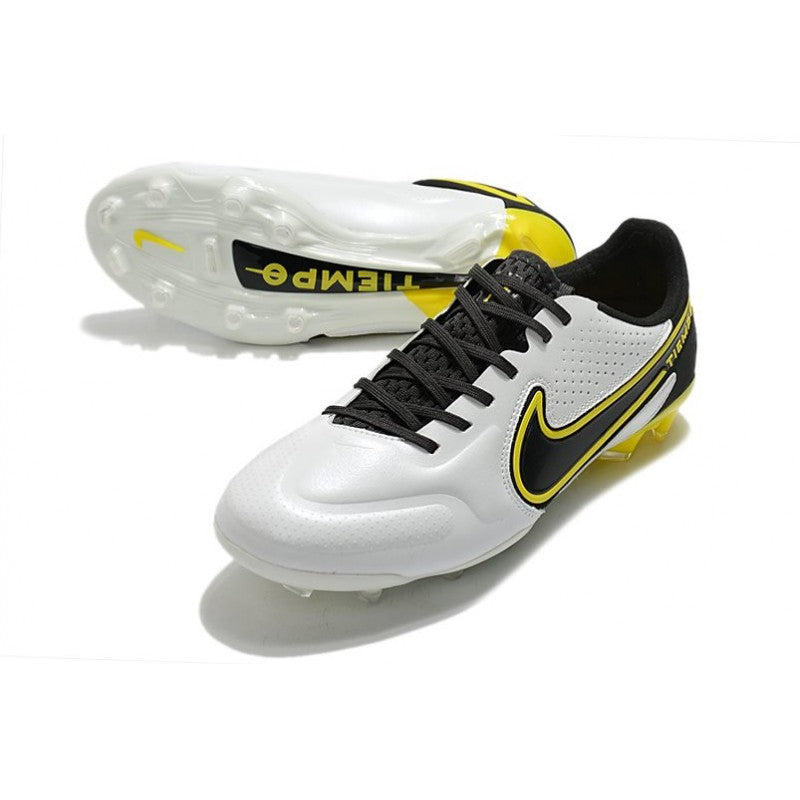 Nike Tiempo Legend 9 Elite FG Nouveau Blanc Gris Foncé Noir Jaune Strike