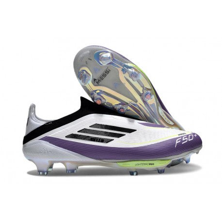 Adidas F50+ Sans Lacets FG X Messi Blanc Ftwr Noir Violet Uni
