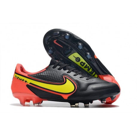 Nike Tiempo Legend 9 Elite FG Nouveau Noir Rouge Jaune