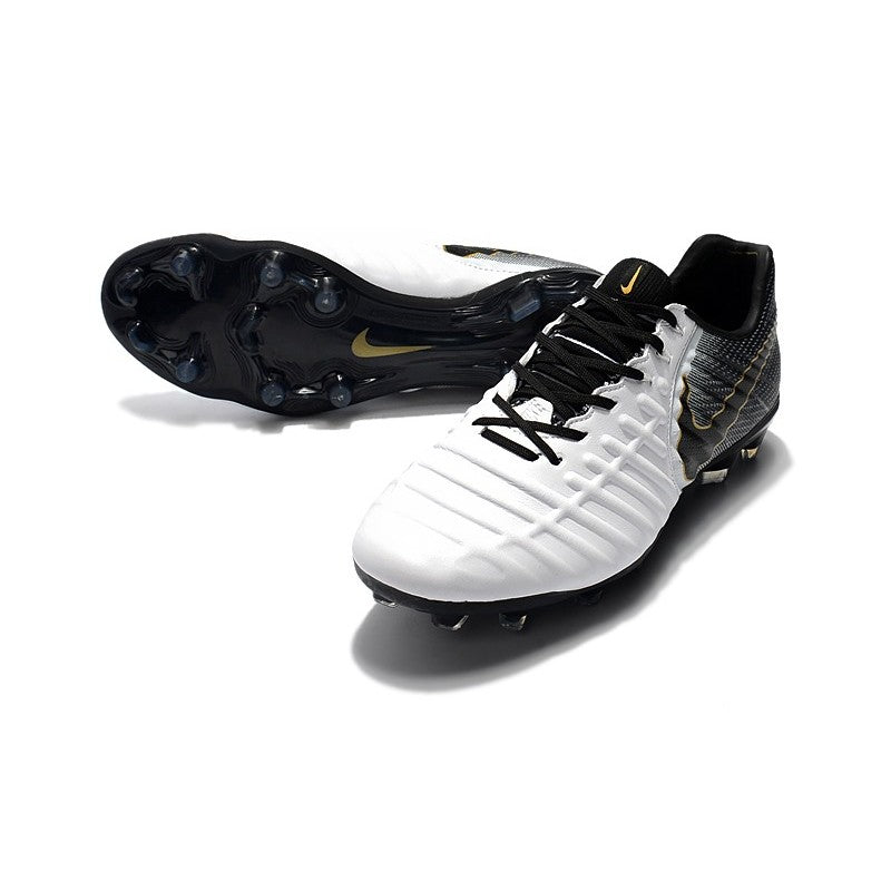 Nike Crampons Tiempo Legend VII Elite FG Blanc Noir Or