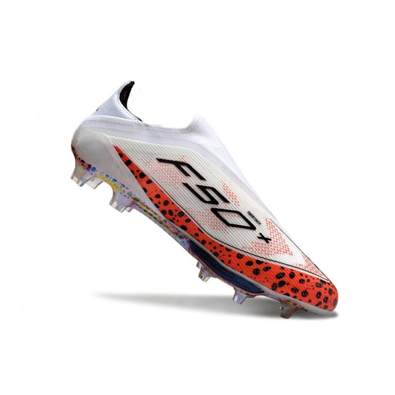 Adidas F50+ Sans Lacets FG X Messi Blanc Rouge Noir