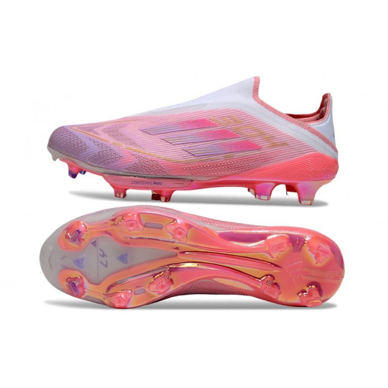 Adidas F50+ Sans Lacets FG Rose Blanc