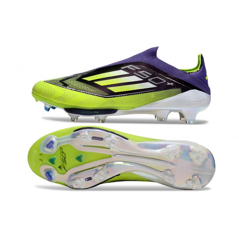 Adidas F50+ Sans Lacets FG Violet Rapide Citron Lucide