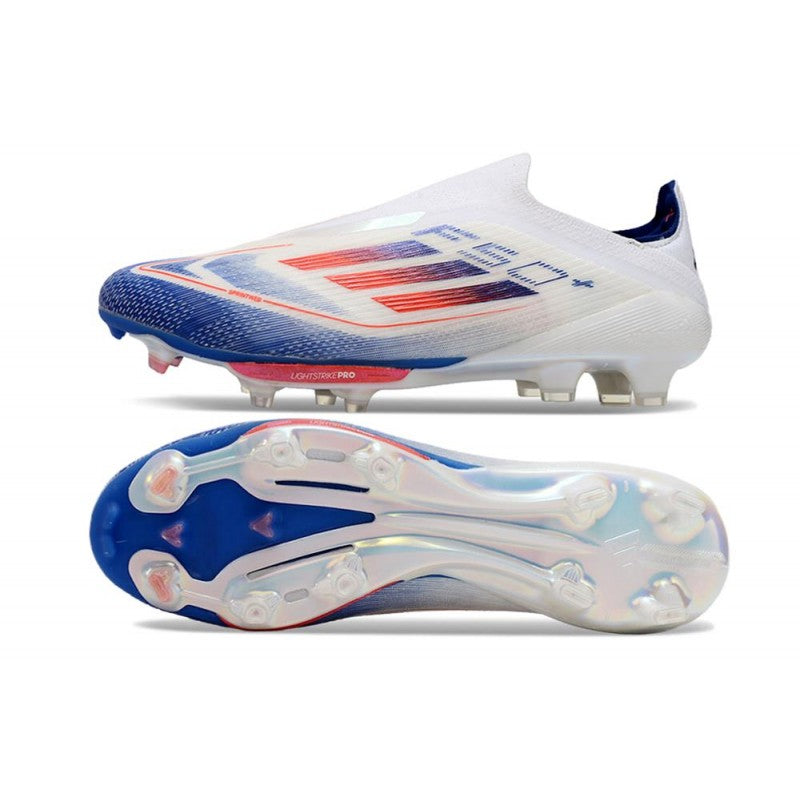 Adidas F50+ Sans Lacets FG Advancement Blanc Rouge Bleu