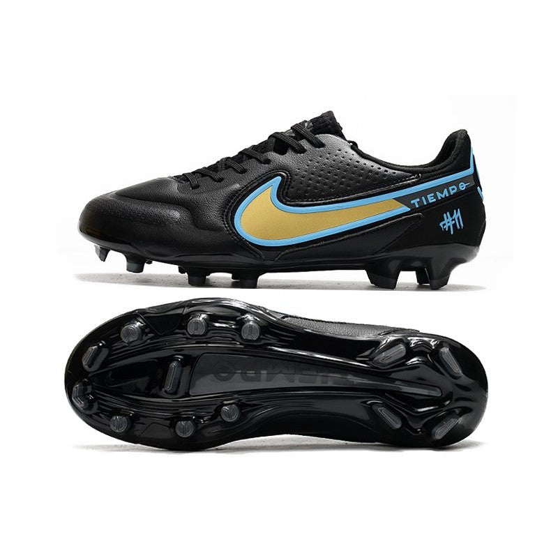 Nike Tiempo Legend 9 Elite FG Nouveau Noir Bleu Or