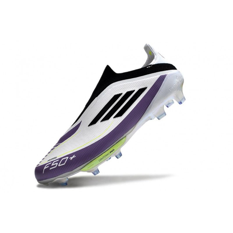 Adidas F50+ Sans Lacets FG X Messi Blanc Ftwr Noir Violet Uni