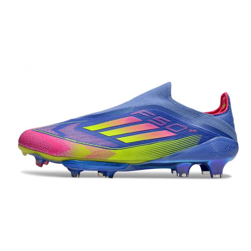 Adidas F50+ Sans Lacets FG Bleu Fusion Citron Lucide Rose