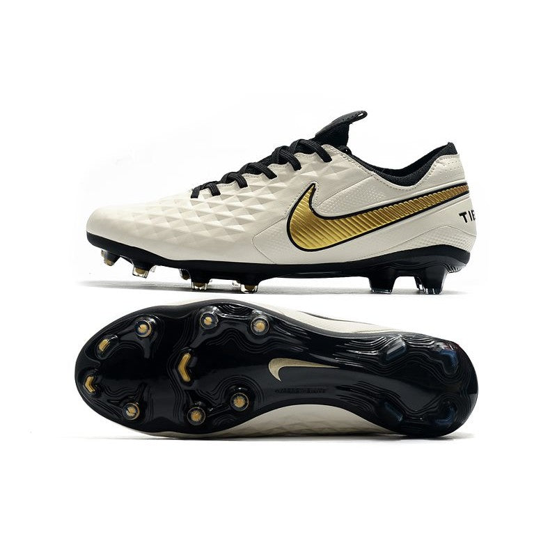 Nike Crampons Nouveau Tiempo Legend 8 Elite FG Blanc Or Noir
