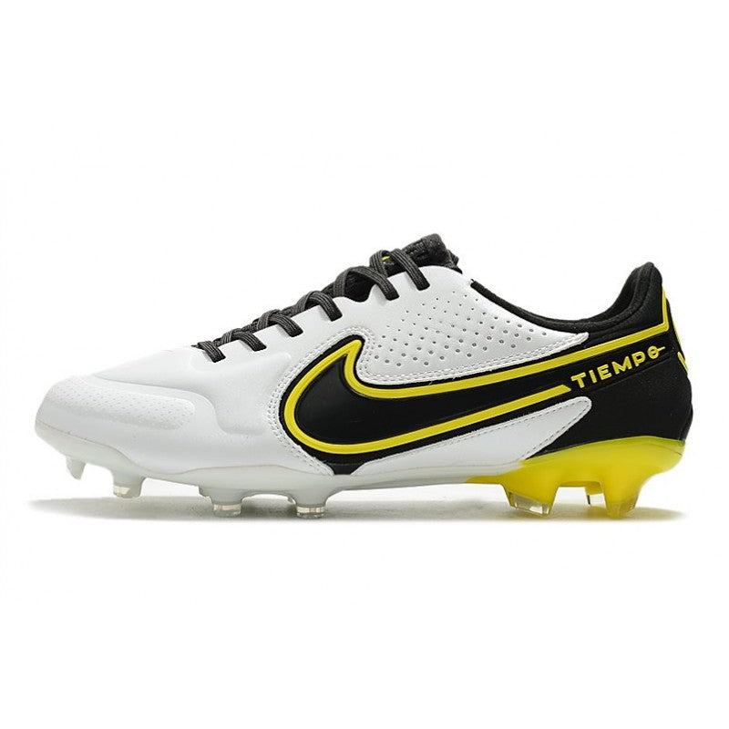 Nike Tiempo Legend 9 Elite FG Nouveau Blanc Gris Foncé Noir Jaune Strike