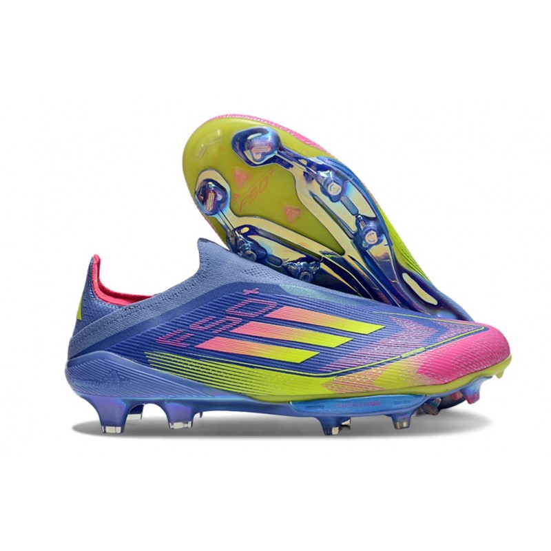 Adidas F50+ Sans Lacets FG Bleu Fusion Citron Lucide Rose