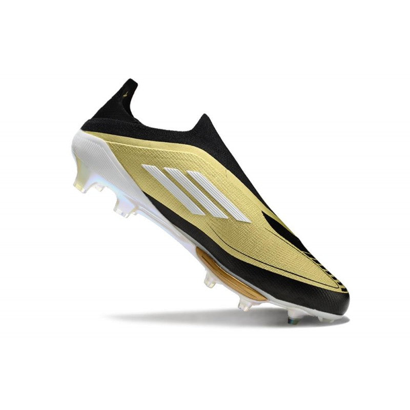 Adidas F50+ Sans Lacets FG X Messi Doré Noir Blanc